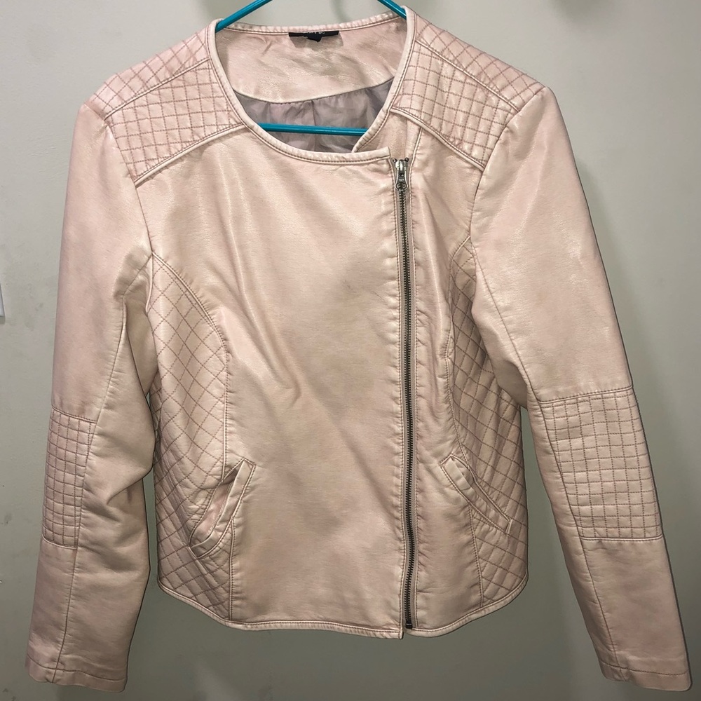 Faux Leather Jacket Light Pink